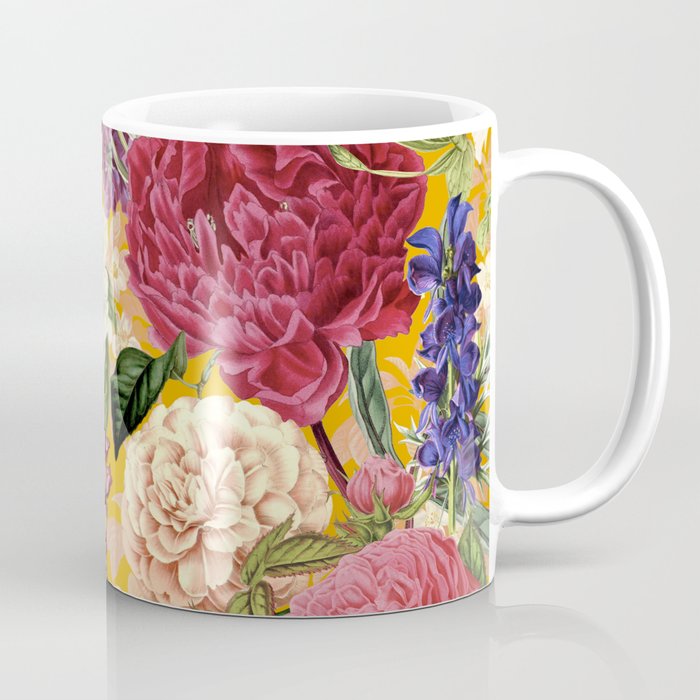 Yellow Happy Floral Pattern, Modernism Coffee Mug Gallery Image 1