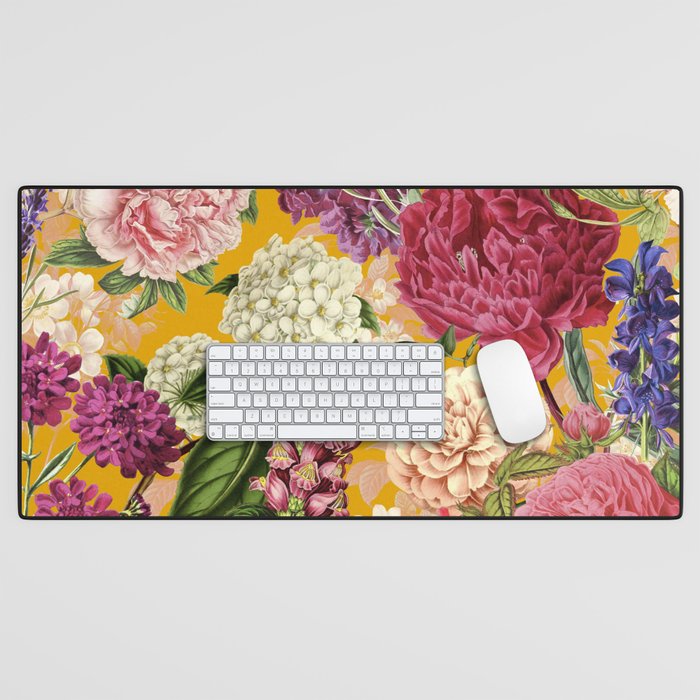 Yellow Happy Floral Pattern, Modernism Desk Mat Gallery Image 1