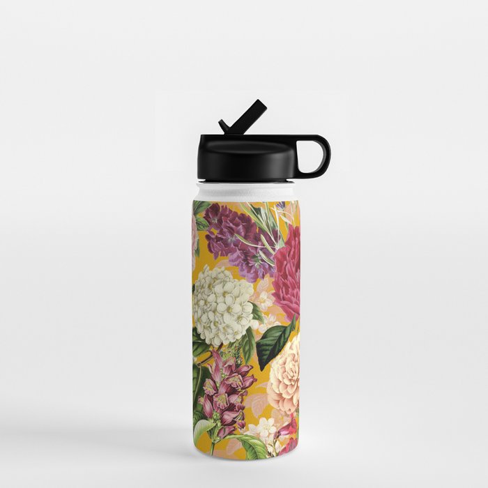 Yellow Happy Floral Pattern, Modernism Water Bottle Gallery Image 1