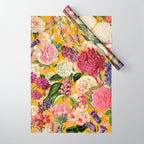 Yellow Happy Floral Pattern, Modernism Wrapping Paper Gallery Image 1