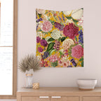 Yellow Happy Floral Pattern, Modernism Wall Tapestry Gallery Image 2
