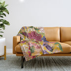 Yellow Happy Floral Pattern, Modernism Throw Blanket Gallery Image 1