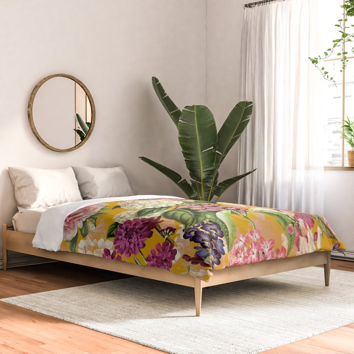 Yellow Happy Floral Pattern, Modernism Comforter Gallery Image 2