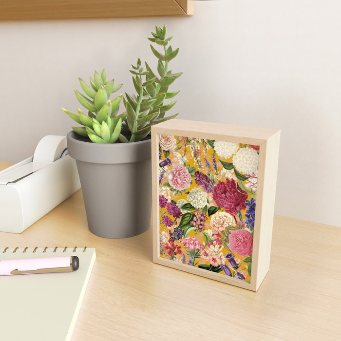 Yellow Happy Floral Pattern, Modernism Mini Art Print Gallery Image 2
