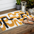 Mid Century Abstract Black & Yellow Fun Pattern 70's Mustard Ripples Lines Retro Style Outdoor Rug Gallery Image 2