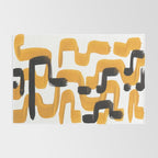 Mid Century Abstract Black & Yellow Fun Pattern 70's Mustard Ripples Lines Retro Style Rug Gallery Image 2