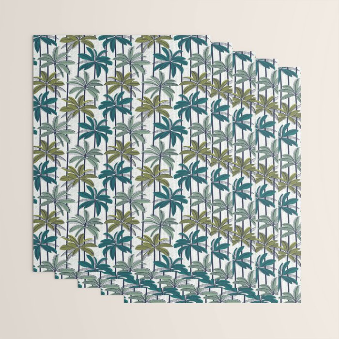 Retro Palm Springs vibes // white background highball sage and pine green palm trees oxford navy blue lines Wrapping Paper Gallery Image 3