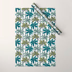 Retro Palm Springs vibes // white background highball sage and pine green palm trees oxford navy blue lines Wrapping Paper Gallery Image 1