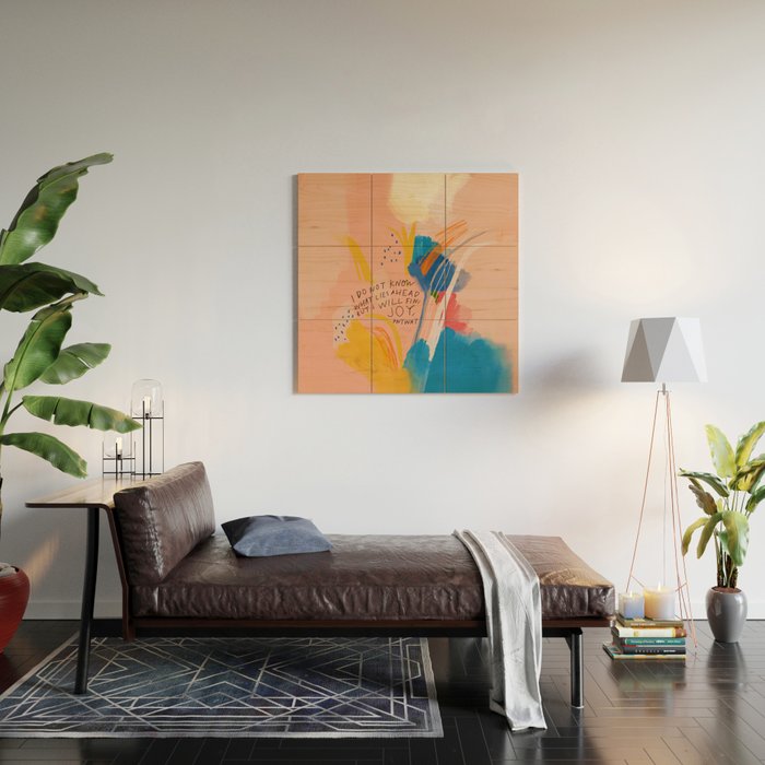 Find Joy. The Abstract Colorful Florals Wood Wall Art Gallery Image 2