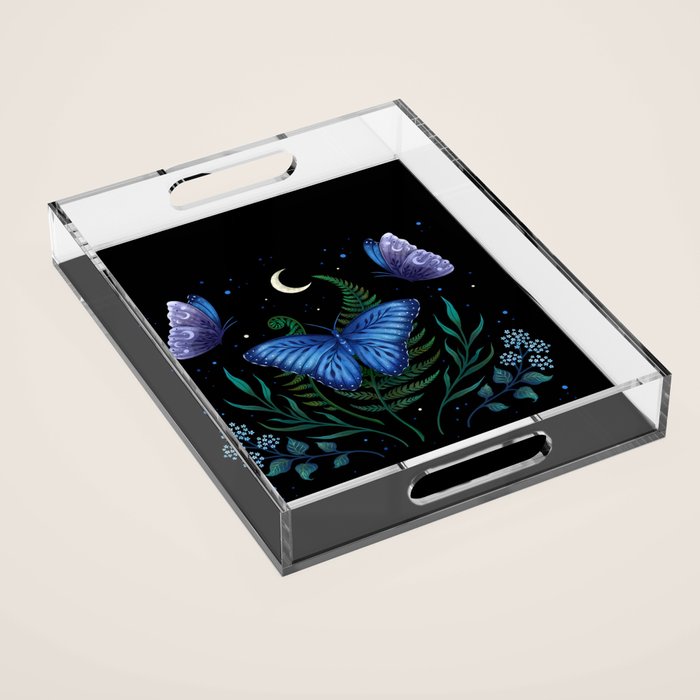 Blue Morpho Butterfly Acrylic Tray Gallery Image 1
