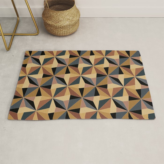 Kaleidoscope Tile Pattern I Bold Neutral Earthy Rug Gallery Image 1