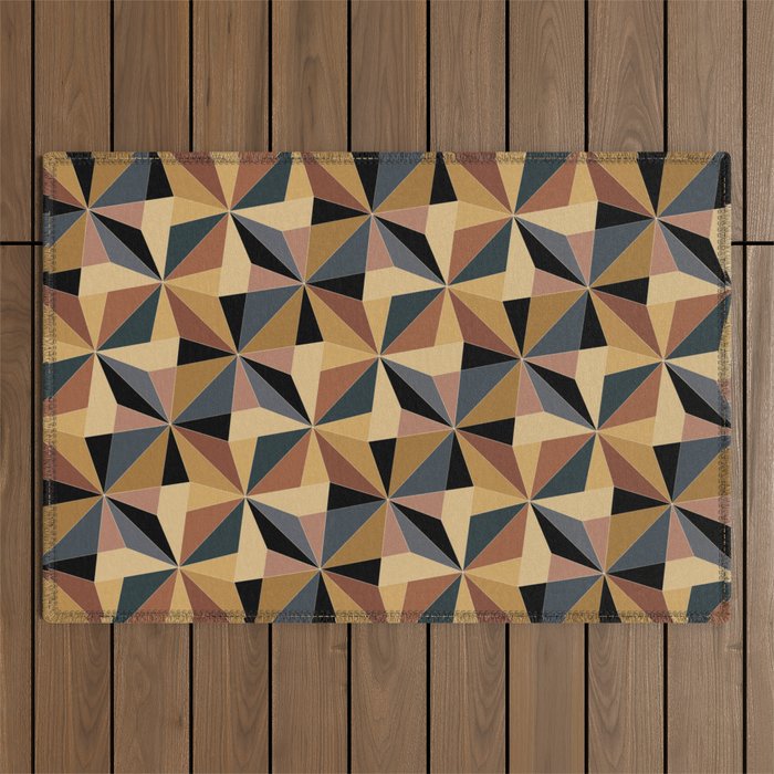 Kaleidoscope Tile Pattern I Bold Neutral Earthy Outdoor Rug Gallery Image 1