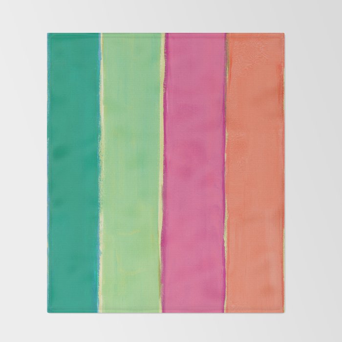 Peacock and Magenta Stripe Art Throw Blanket Gallery Image 2