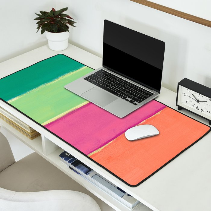 Peacock and Magenta Stripe Art Desk Mat Gallery Image 2