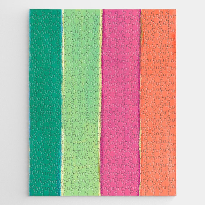Peacock and Magenta Stripe Art Jigsaw Puzzle Gallery Image 1