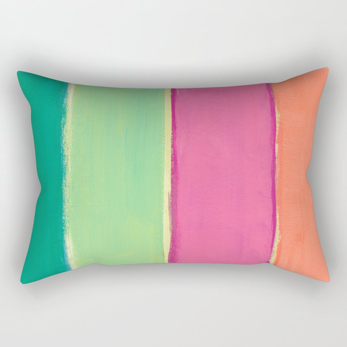 Peacock and Magenta Stripe Art Rectangular Pillow Gallery Image 1
