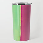 Peacock and Magenta Stripe Art Travel Mug Gallery Image 1