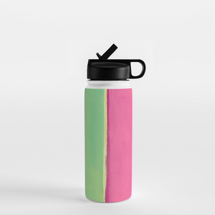 Peacock and Magenta Stripe Art Water Bottle Gallery Image 1