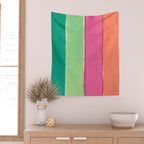 Peacock and Magenta Stripe Art Wall Tapestry Gallery Image 2