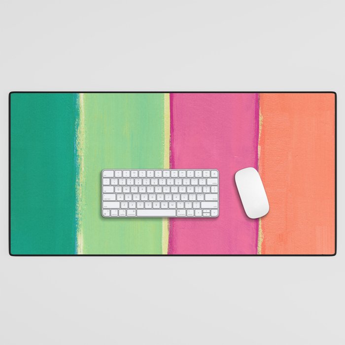 Peacock and Magenta Stripe Art Desk Mat Gallery Image 1