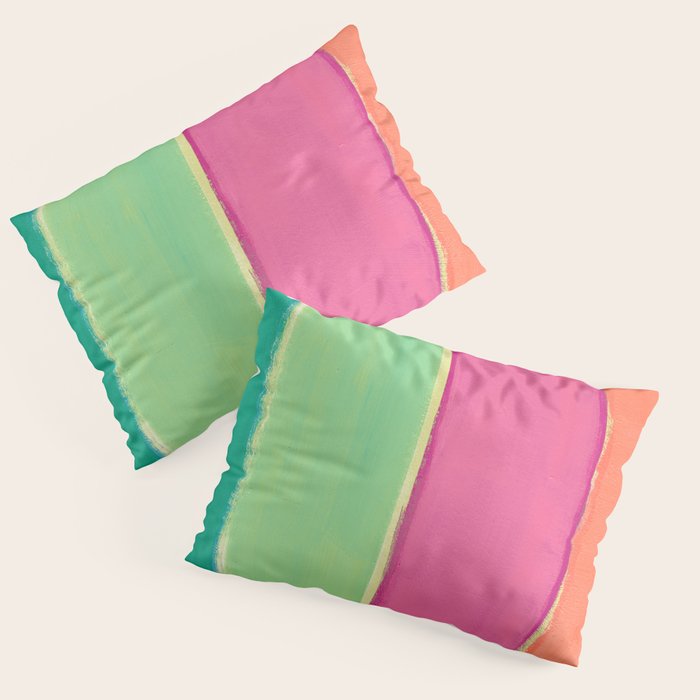 Peacock and Magenta Stripe Art Pillow Sham Gallery Image 3