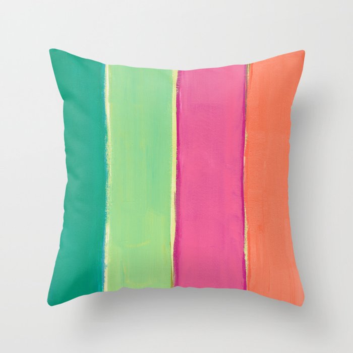 Peacock and Magenta Stripe Art Throw Pillow Gallery Image 6