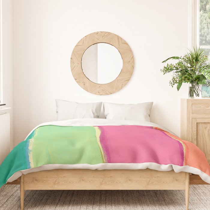 Peacock and Magenta Stripe Art Duvet Cover Gallery Image 3