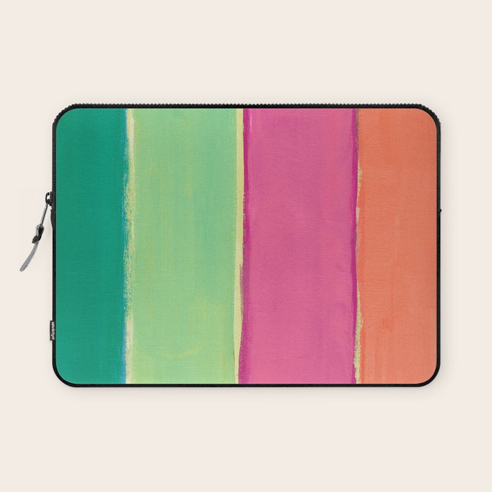 Peacock and Magenta Stripe Art Laptop Sleeve Gallery Image 1