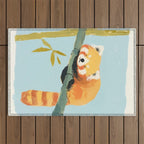 Cute Red Panda Sleeping on Bamboo Adorable Animal Nature Outdoor Rug Gallery Image 1