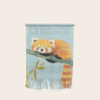 Cute Red Panda Sleeping on Bamboo Adorable Animal Nature Wall Hanging Gallery Image 1