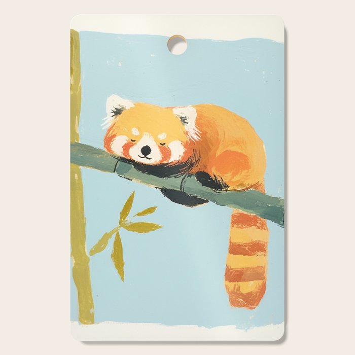 Cute Red Panda Sleeping on Bamboo Adorable Animal Nature Cutting Board Gallery Image 1