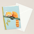 Cute Red Panda Sleeping on Bamboo Adorable Animal Nature Stationery Card Gallery Image 2