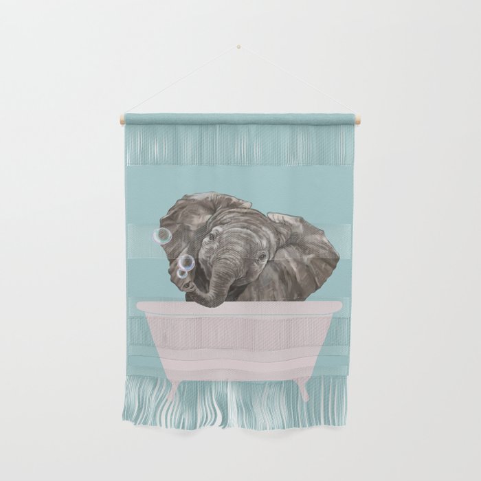 Baby Elephant in Bathtub Wall Hanging Gallery Image 1