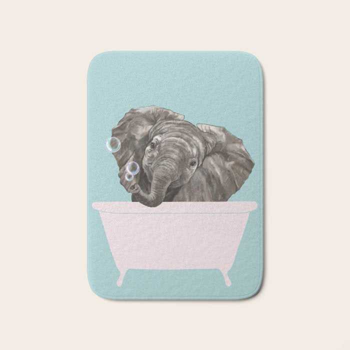 Baby Elephant in Bathtub Bath Mat Gallery Image 1