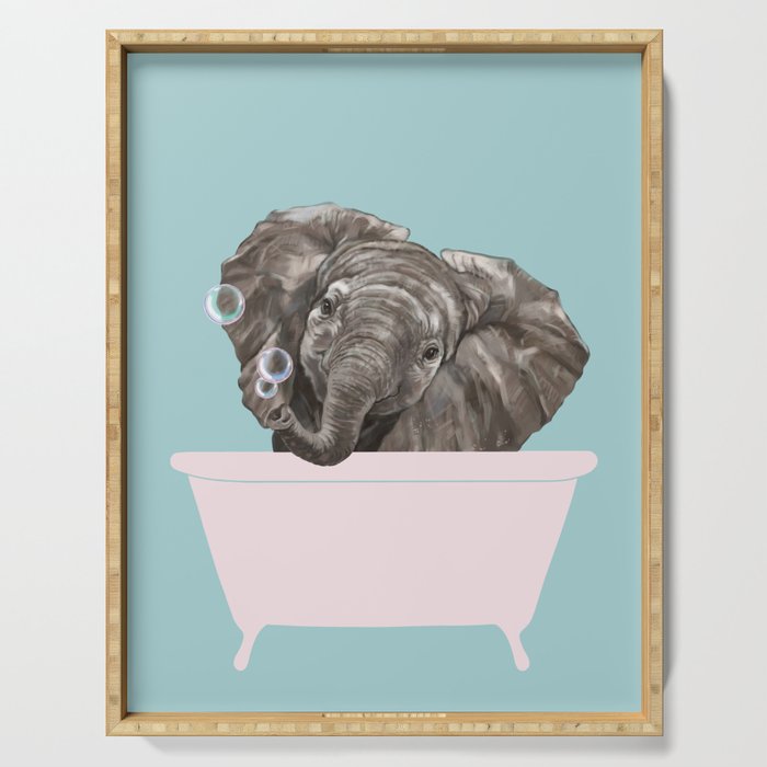 Baby Elephant in Bathtub Serving Tray Gallery Image 1