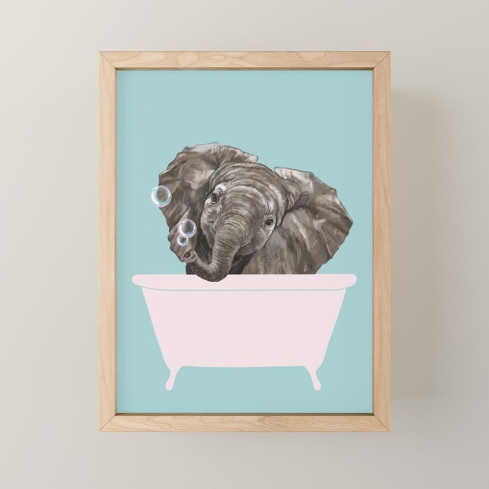 Baby Elephant in Bathtub Mini Art Print Gallery Image 1