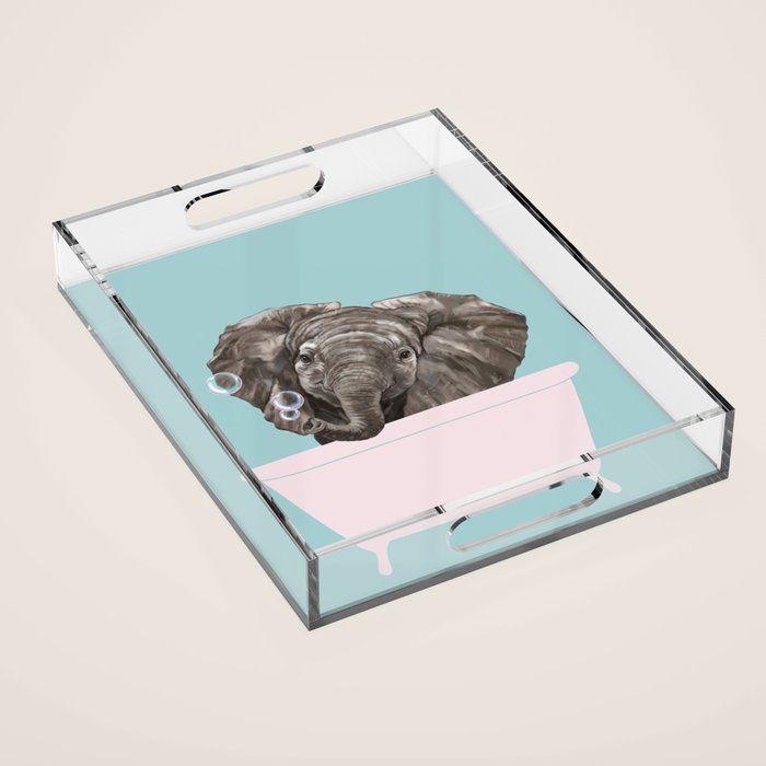 Baby Elephant in Bathtub Acrylic Tray Gallery Image 1