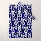 Japanese Seigaiha Wave - Navy Palette Wrapping Paper Gallery Image 1