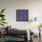 Japanese Seigaiha Wave - Navy Palette Wood Wall Art Gallery Image 2