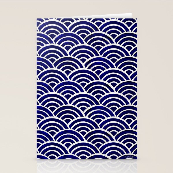 Japanese Seigaiha Wave - Navy Palette Stationery Card Gallery Image 2