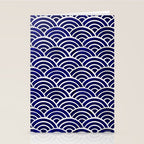 Japanese Seigaiha Wave - Navy Palette Stationery Card Gallery Image 2