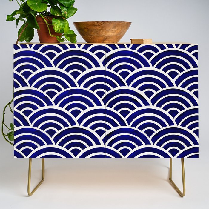 Japanese Seigaiha Wave - Navy Palette Credenza Gallery Image 1