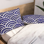 Japanese Seigaiha Wave - Navy Palette Pillow Sham Gallery Image 2