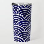 Japanese Seigaiha Wave - Navy Palette Travel Mug Gallery Image 3