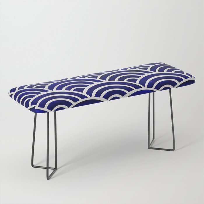 Japanese Seigaiha Wave - Navy Palette Bench Gallery Image 1