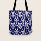 Japanese Seigaiha Wave - Navy Palette Tote Bag Gallery Image 1