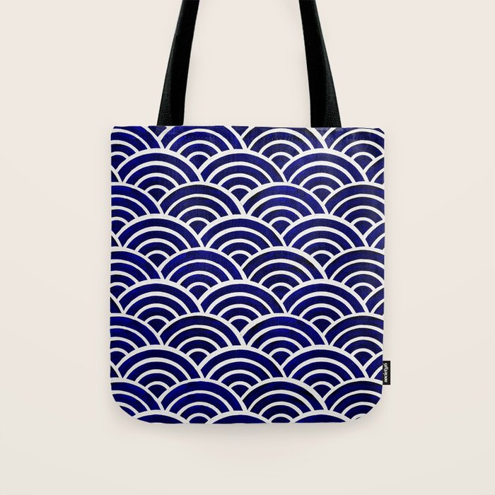 Japanese Seigaiha Wave - Navy Palette Tote Bag Gallery Image 1