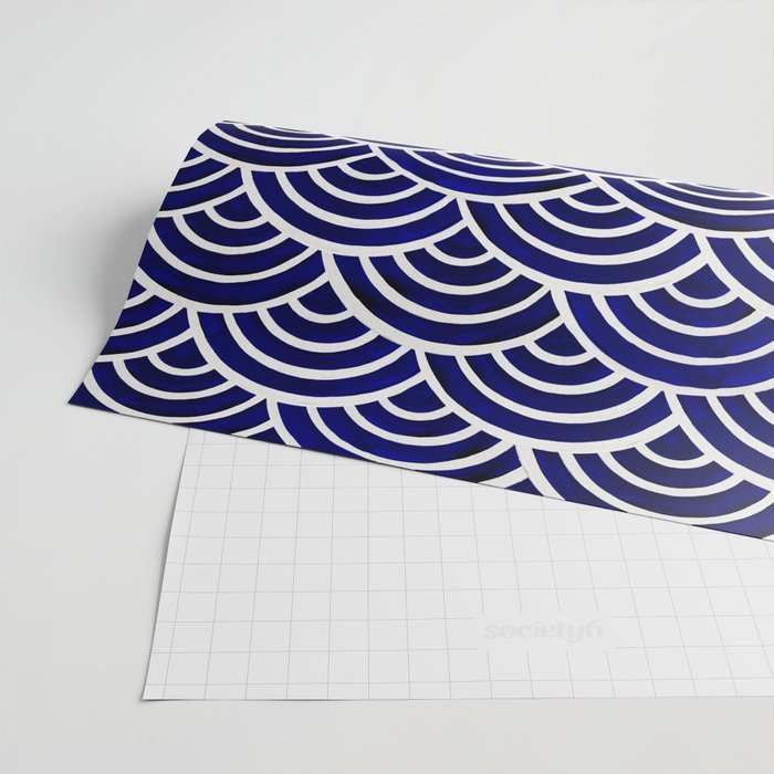Japanese Seigaiha Wave - Navy Palette Wrapping Paper Gallery Image 2