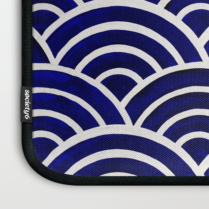 Japanese Seigaiha Wave - Navy Palette Laptop Sleeve Gallery Image 3