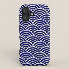 Japanese Seigaiha Wave - Navy Palette iPhone Case Gallery Image 1